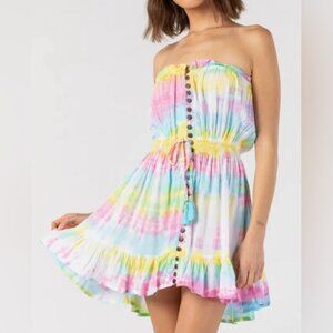 Tiare Hawaii Ryden Tie Dye Strapless Mini Dress Women’s Sz M/L NWT